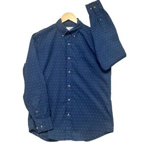 Southern Tide Mens Size M Blue Poka Dot Button Down Shirt Trim Fit Cotton